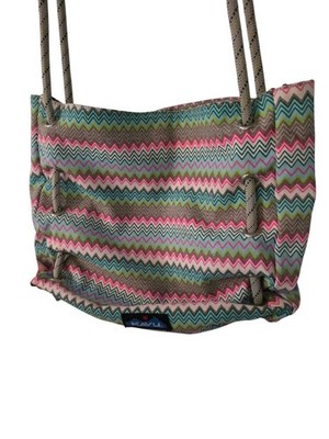 Kavu crossbody rope sling canvas tote bag purse Zig Zag Neon Print Clean Cotton