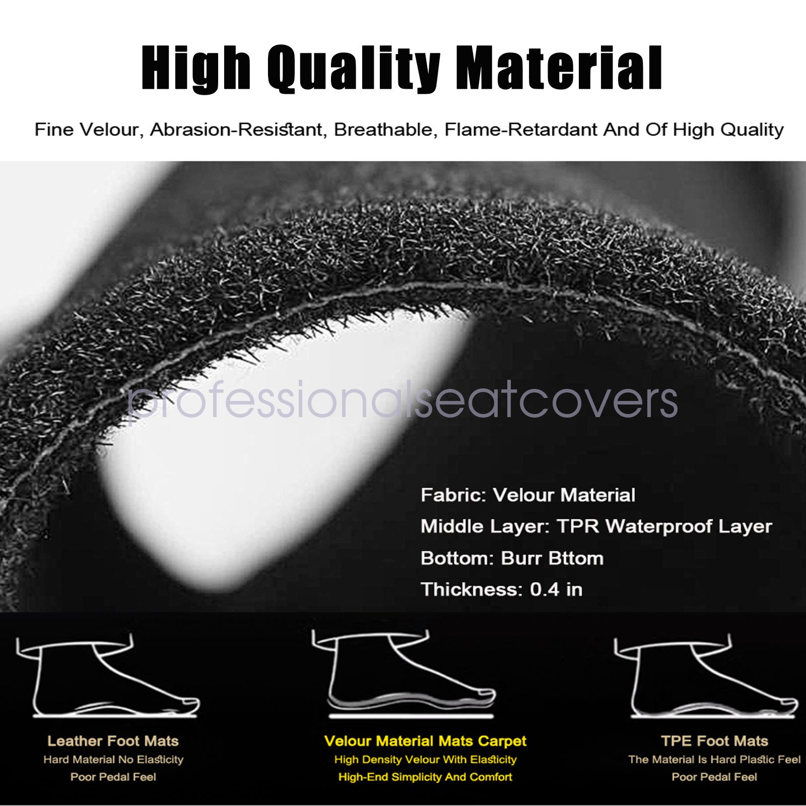 Front & Rear Floor Mats Carpet Waterproof Black Velour For 2019-2025 Audi Q3