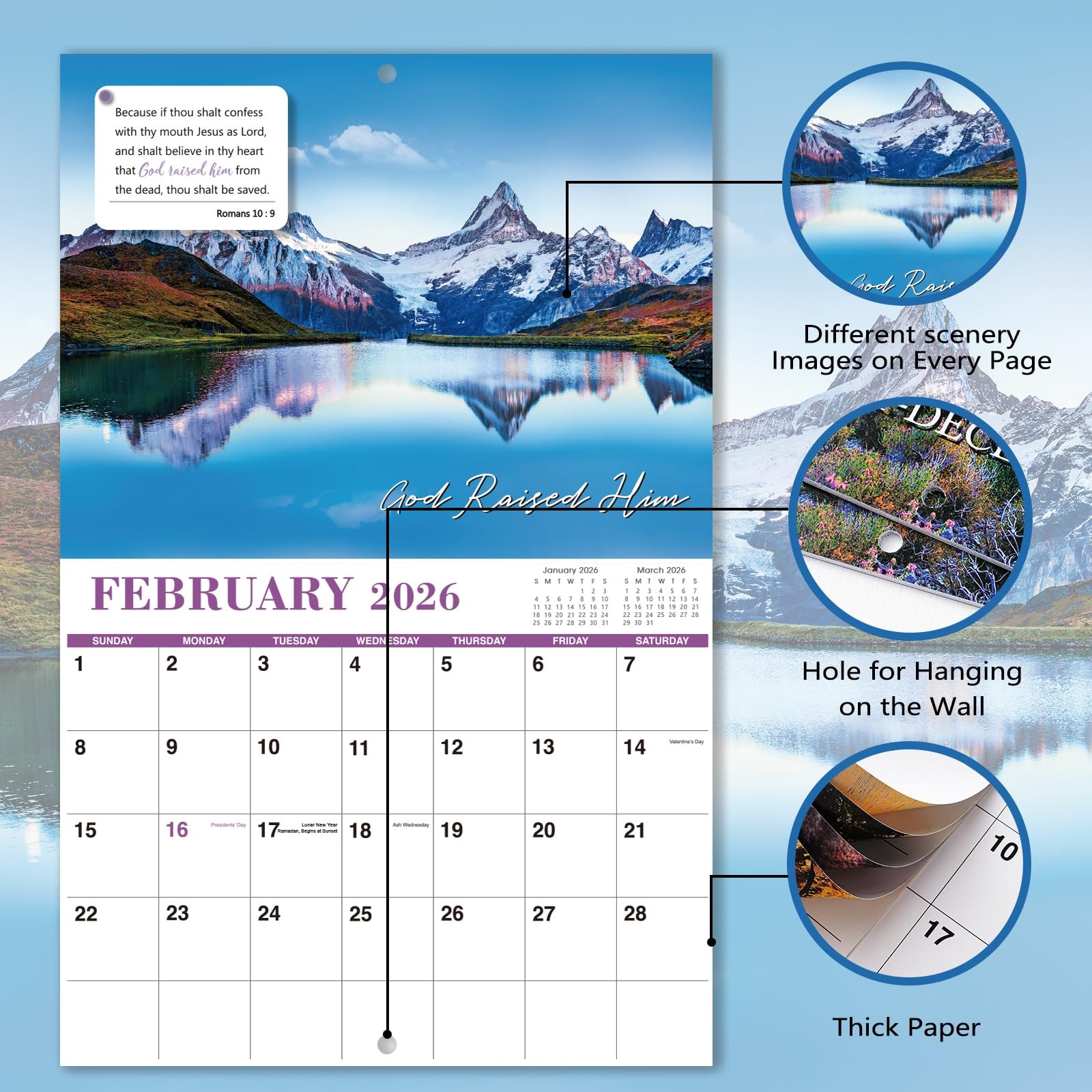 2026 Wall Calendar - Bible Verse 2026 Calendar, Jan 2026