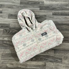Eddie Bauer Jacket Girls Large 14/16 Gray Sherpa Fleece Hooded Zip Pink Coat