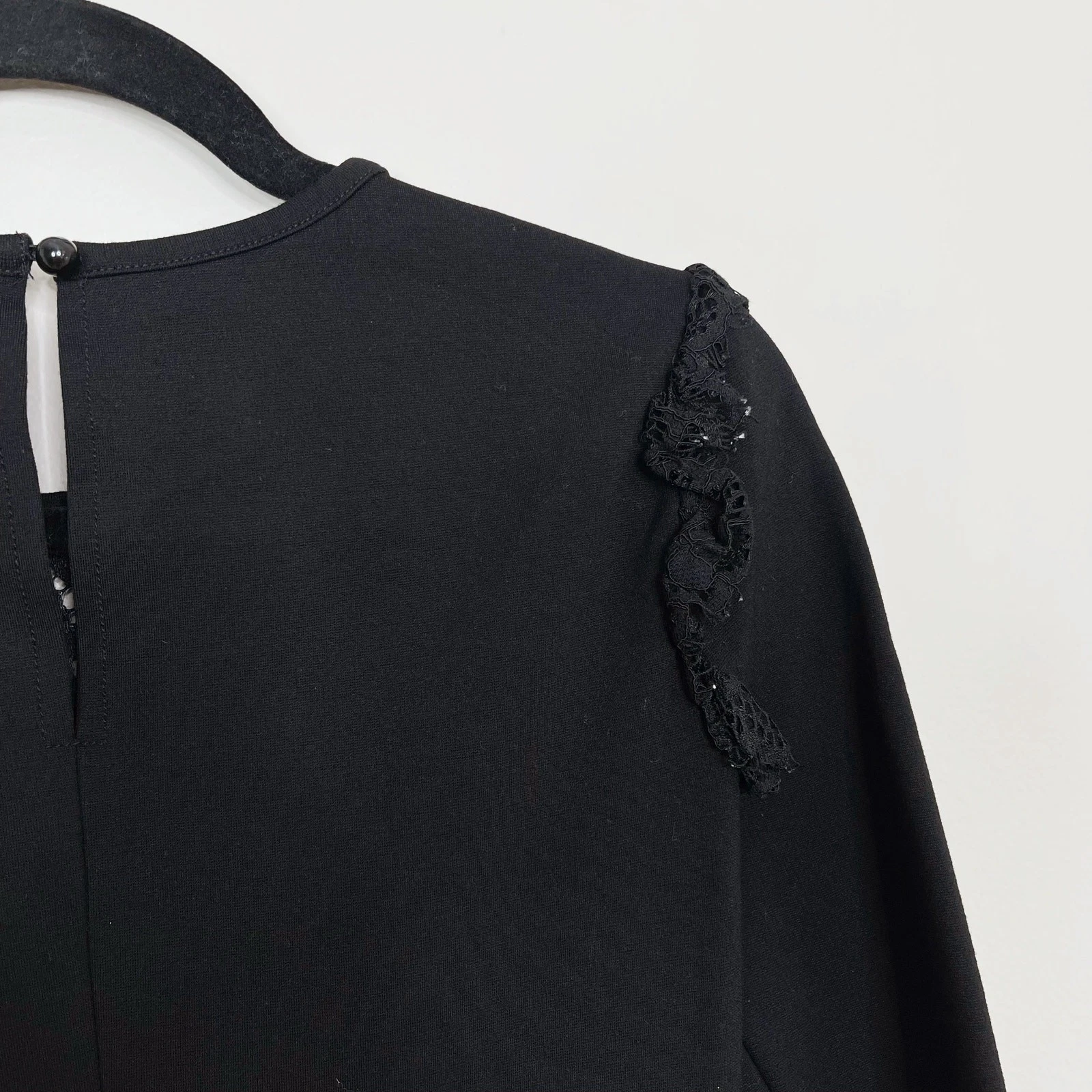 Abito Kate Spade pizzo Yoke Ponte manica lunga nero XSmall XS buco della serratura dietro