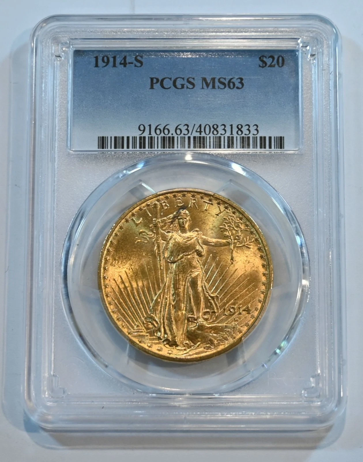 1914  S  Saint Gaudens  $20 Gold  Double Eagle  PCGS  graded  MS63!!!!