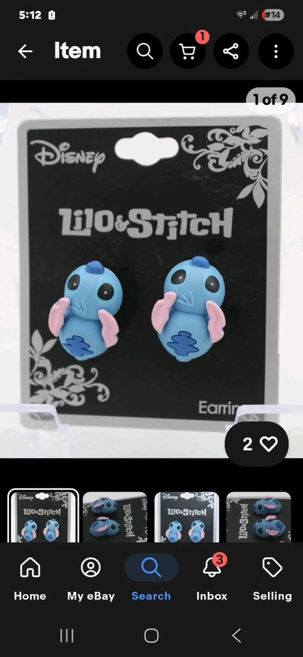Pendientes Disney Lilo & Stitch Morder Oreja-Neón Martes Encuadernados Foto 3 de 4