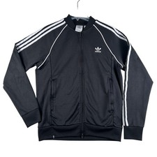 Adidas Originals Track Jacket Womens Large Black 3 Stripes Full Zip Sport GF0198