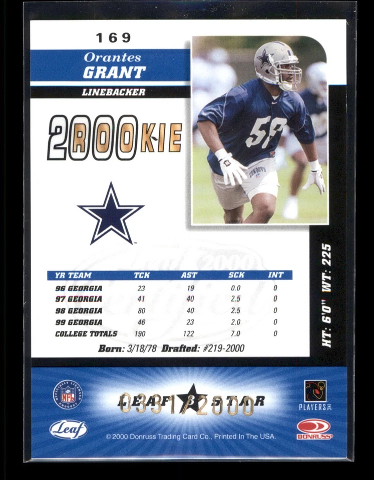 2000 Leaf Certified #169 Orantes Grant 331/2000 - Image 2 of 2