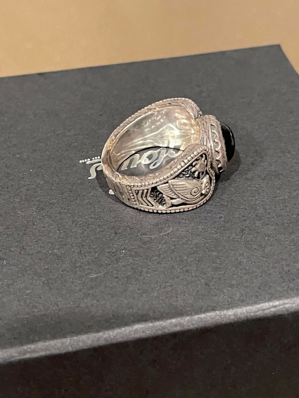 Clocks and Colours Rune Ring Black Onyx Size 10 Sterl… Gem