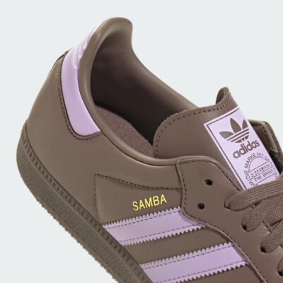 New Adidas Samba OG Leather Shoes - Earth Strata / Purple Glow