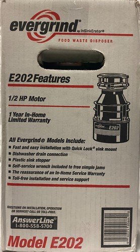 EVERGRIND~ E202 Food Waste Disposer, 1/2HP, InSinkerator, NEW! - Picture 2 of 5