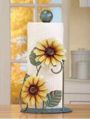 New Metal Sunflower Paper Towel Holder, Yellow