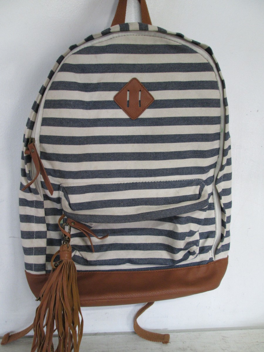 Mossimo Canvas Back Pack, Black White Striped 19