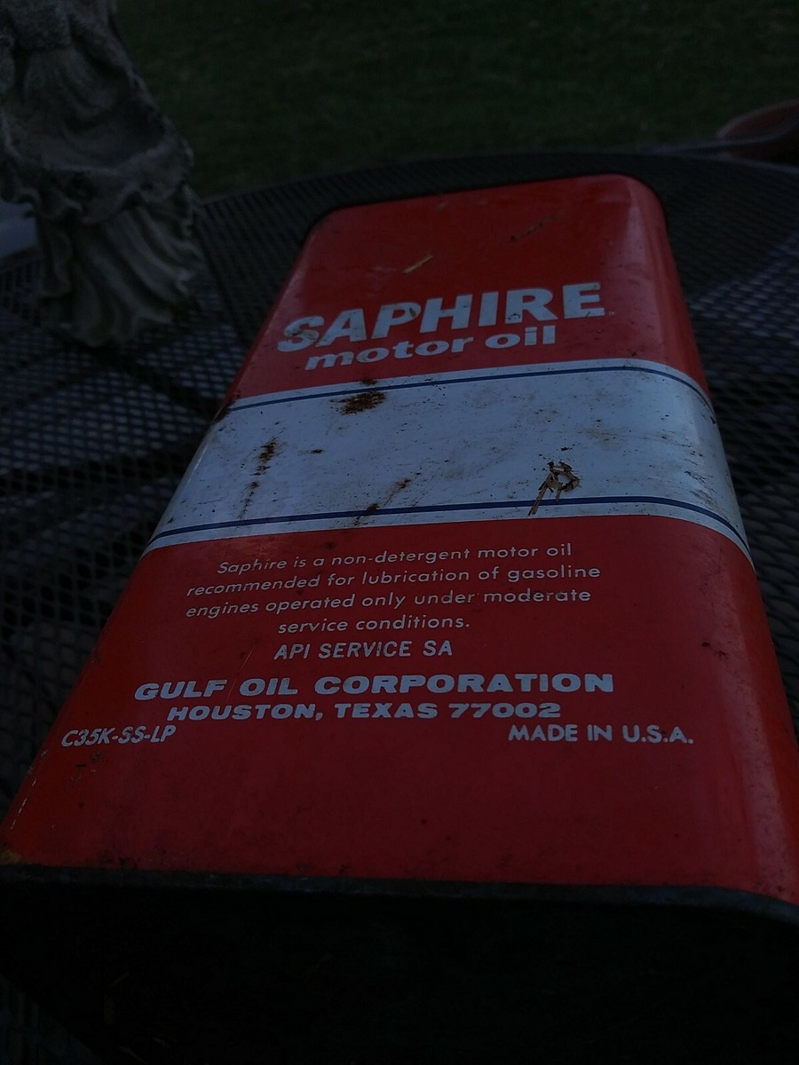 アガベ× Gulf缶 Unusual early 1960s Gulf Sapphire Motor Oil two gallon tin with