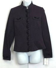 Peck  Peck Women 4 Weekend Blazer Jacket Floral Embordered Plum Long Sleeve