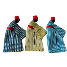 Set of 3 African American Handmade Embroidered Silk Rag Doll 7.5" Kwanzaa NEW