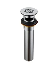 Grid Drain Strainer Assembly With Overflow For Bathroom Sink Made Of Brass Chrom