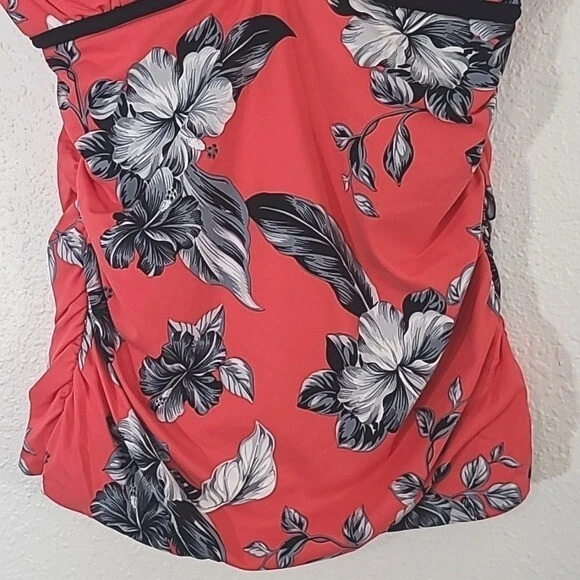 Top de traje de baño floral coral/rojo TOMMY BAHAMA, talla XS Foto 3 de 4