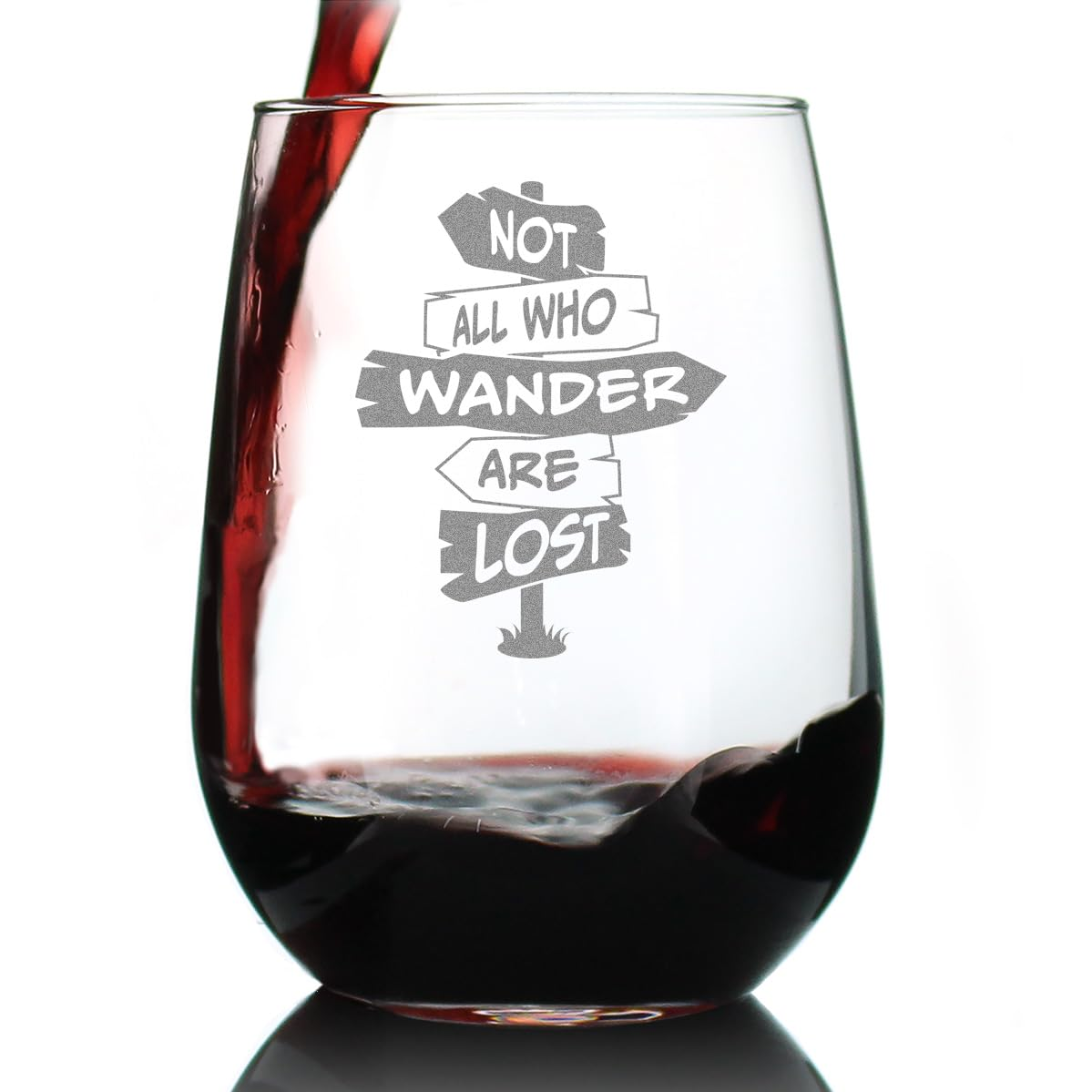 Not All Who Wander Are Lost Stemless Wine Glass Outdoor Travel Gifts for Campers
