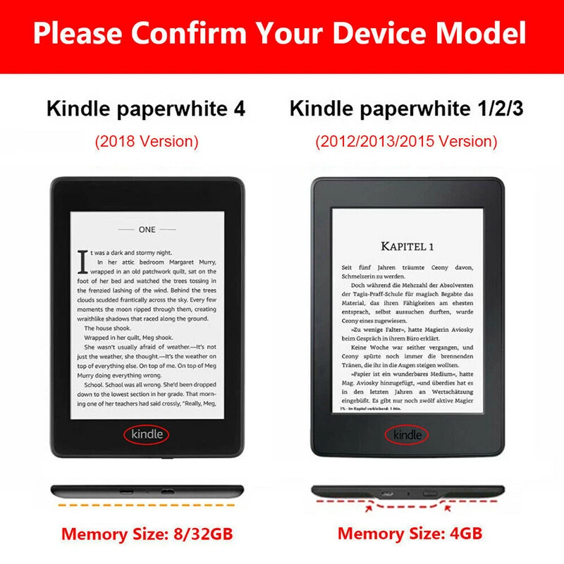 For Kindle Paperwhite Oasis All-New Kindle 2019 Case PU Leather Smart Case Cover - Image 4 of 4