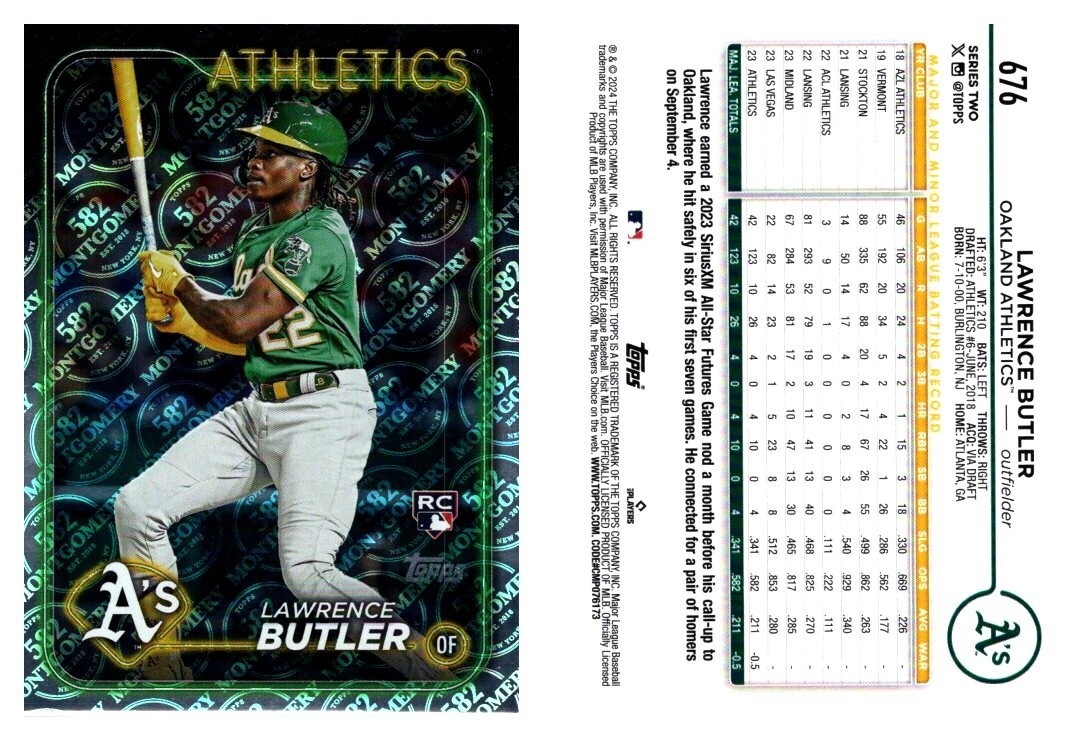 #676 Lawrence Butler RC Athletics 2024 Topps 582 Montgomery Foil