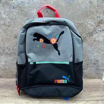 PUMA Backpack Kids Eclipse 18.5'' Gray/Black/Floral 15'' Laptop Sleeve New W/O Tag