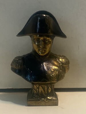 Vintage Metal Napoleon Bust Sculpture ~ RC 365 FRANCE ~ Small 4.75 inches