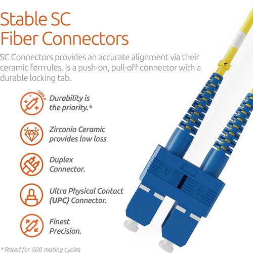 LC to SC Fiber Patch Cable Single Mode Duplex - 1m 3.28ft - 9/125um OS1 LSZH ... - Afbeelding 3 van 7