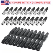 Pairs XLR DMX 3 Pin Male&Female MIC Snake Plug Audio Microphone Cable Connector