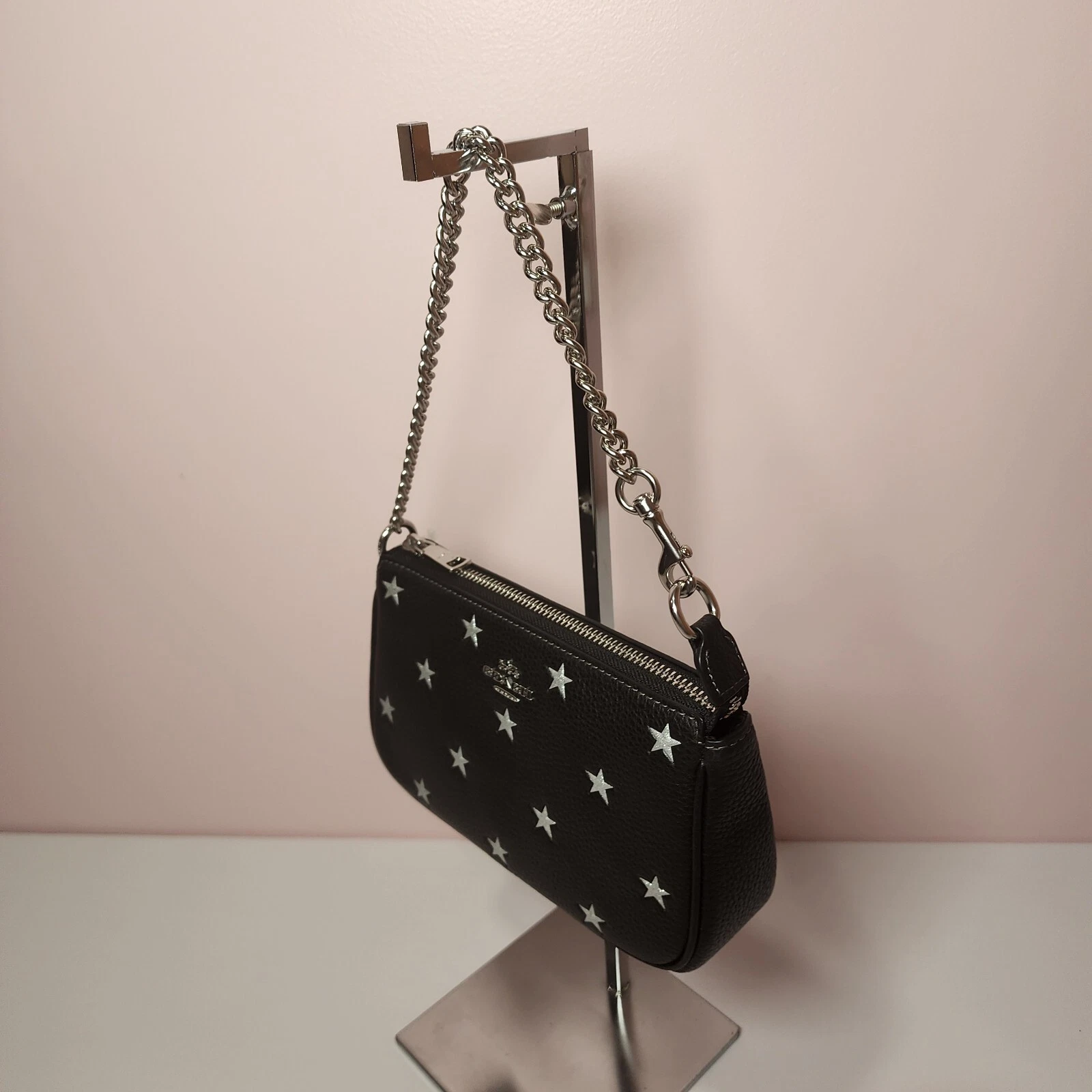 Coach Cw409 Nolita 19 in pelle di ciottolo con stampa stella nero multi nuovo con etichette