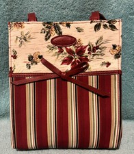 Longaberger 2007 Holiday Botanical Holiday Stripe Fabric Gift Bag Small Tote