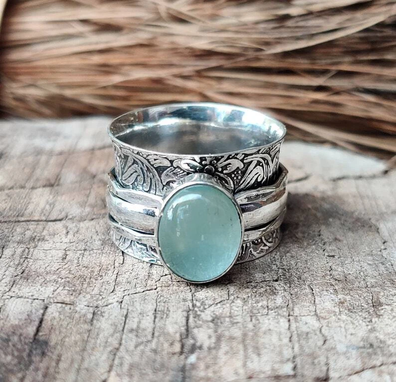 Aquamarine and sterling silver best sale rings