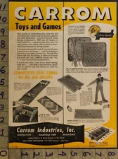 1954 CARROM BOARD GAME LUDINGTON COMET MODEL AIRPLANE MILITARY 2-pg TOY AD TS77