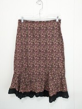 VTG 90's Betsey Johnson NY Black Pink Floral, Grunge Style, Trumpet Skirt