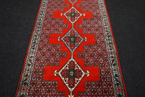 Oriente Alfombra Senneh 373 X 93CM Seneh Rojo Persa Anudada a Mano - Imagen 5 de 12