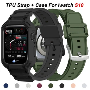 TPU Rugged Sport Band For Apple Watch Series 11 10 46/42mm iWatch S10 Strap+Case
