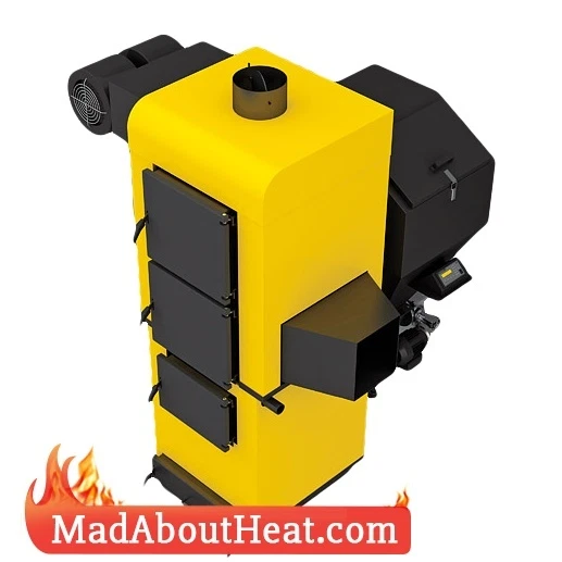 ABI 50kW Multi Fuel Space Heater burn wood waste cardboard coal hot air  blower | eBay