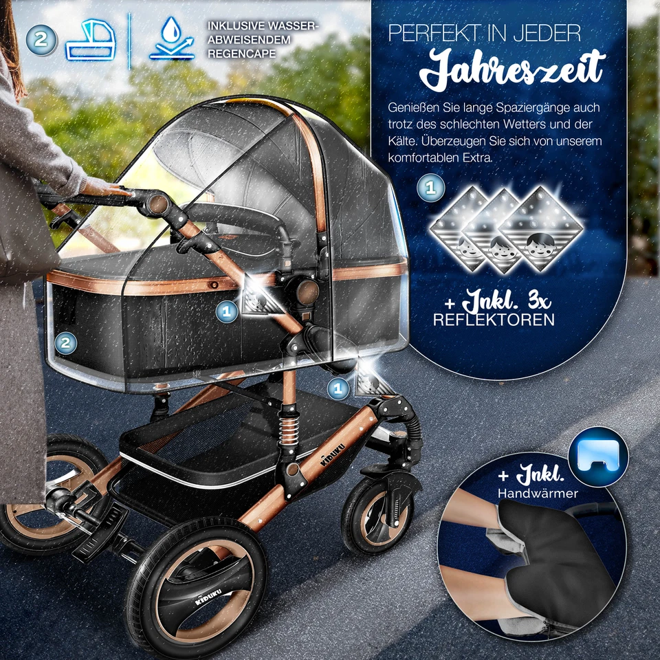 Kiduku ® 3 in 1 combi pram buggy travel buggy including car carrycot foldable - Image 4 of 4
