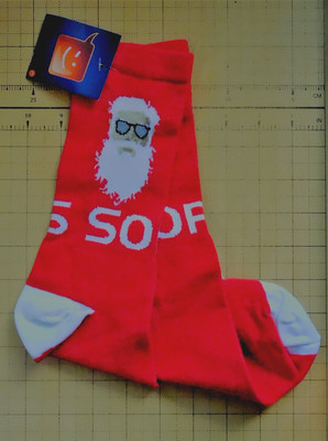 Sophos Sweat Wicking Large Novelty Socks Santa Claus Red White HO HO GIFT Idea!