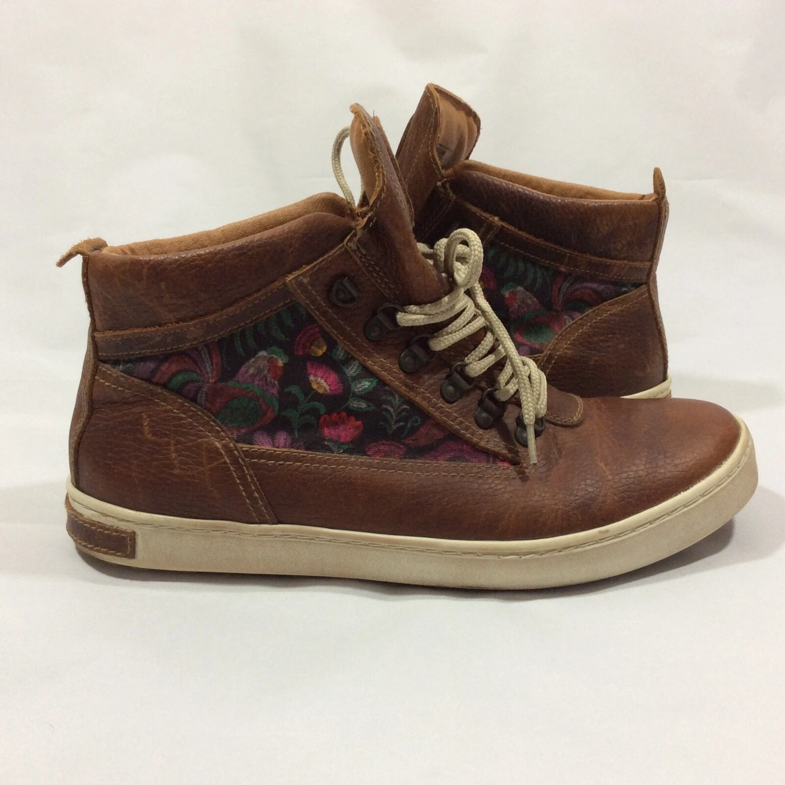 Inkkas W13 M11 Brown Leather Rooster Camping Boots Shoes High Top Lace Up Unisex
