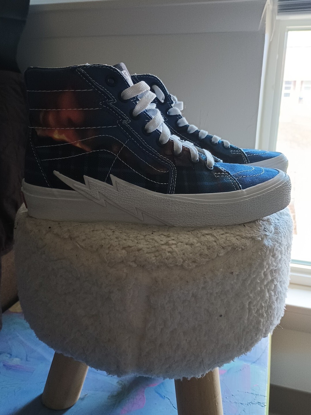 SAOLA Top alto Vans Sk8 Hi Big Reveal ragazzi 5 5 donne 7 bulloni blu bianco molto pulito