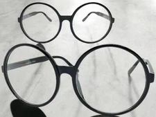 OVERSIZED EXAGGERATED RETRO Clear Lens EYE GLASSES X-Large Big Round Black Frame