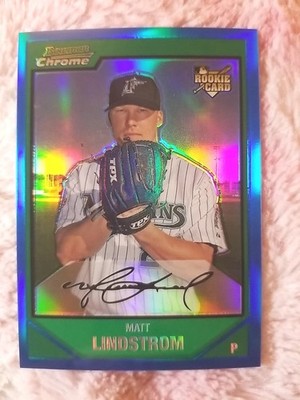 2007 Bowman Chrome Blue Refractor 65/150 Matt Lindstrom #197 MLB BASEBALL CARD