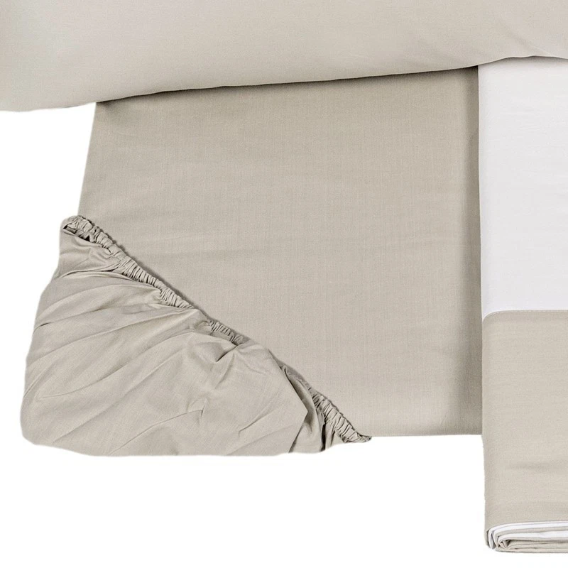 Lenzuola Completo Letto1 Piazza e Mezza 100% Cotone FAZZINI Dialogo Bianco Beige, fotografia 6 di 8