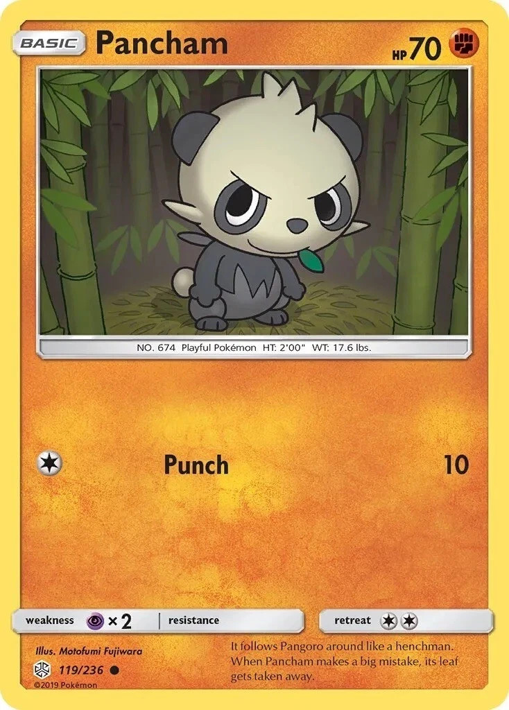Pokemon PANCHAM Sun & Moon Cosmic Eclipse 119/236 NM/Mint PACK FRESH