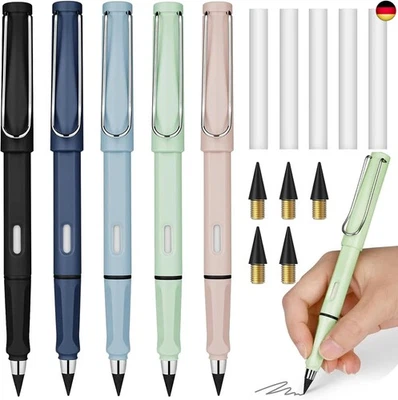 MARKE VGGGRD 5 Stück Tintenlose Bleistifte mit 5 Pcs Wechselkopfm, Ewiger Bleistift mit