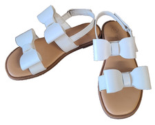 CAT JACK Ruby Bow Sandals Girls Flat SIZE 11 White Toddler Made Materials