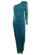 Adrianna Papell Women's Beaded Column Gown (4, Teal Sapphire) 652933356350