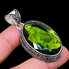 Stunning Peridot Gemstone Handmade 925 Sterling Silver Jewelry Christmas Pendant