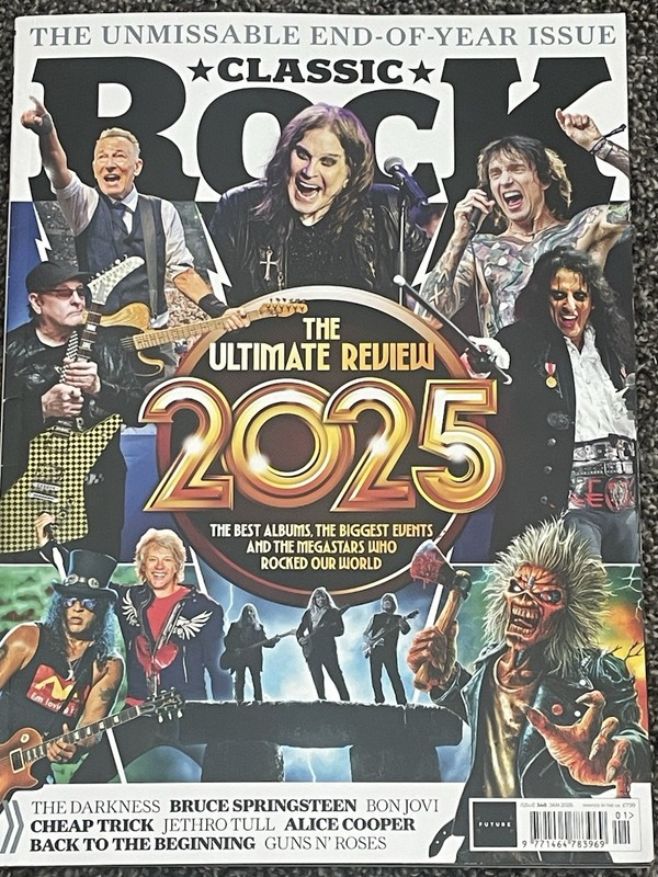Classic Rock magazine Jan 2026 Ozzy calendar coasters 2025 Review wrapping paper
