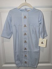Vintage NWT Carter s Classics Blue Embroidered Teddy Bear Sleep Gown 0 3 Months