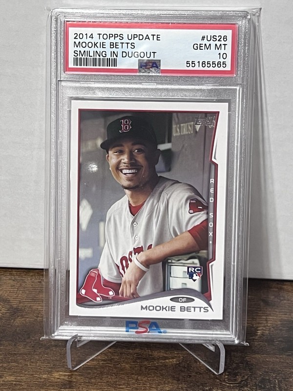 2014 Topps Update #US26 Mookie Betts Smiling In Dugout RC SP Variation PSA 10