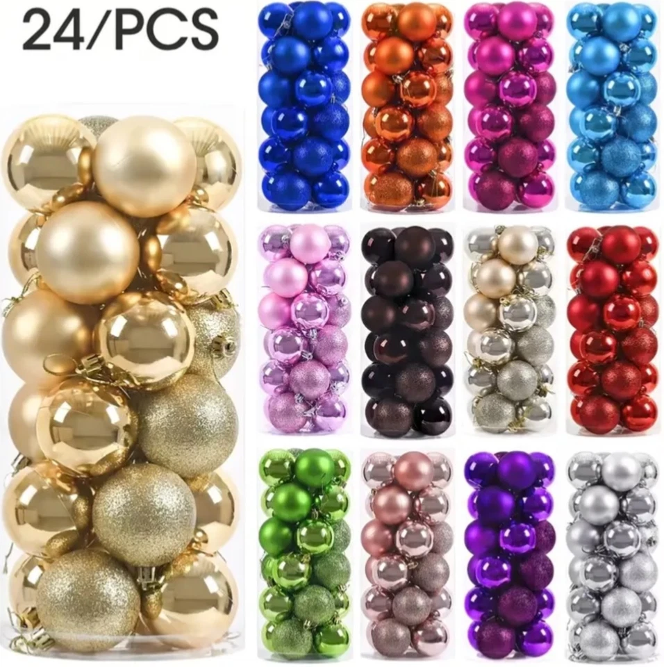 Addobbi Natale 24 Pz, Palline Decorative 30mm,vari colori decorazioni natalizie